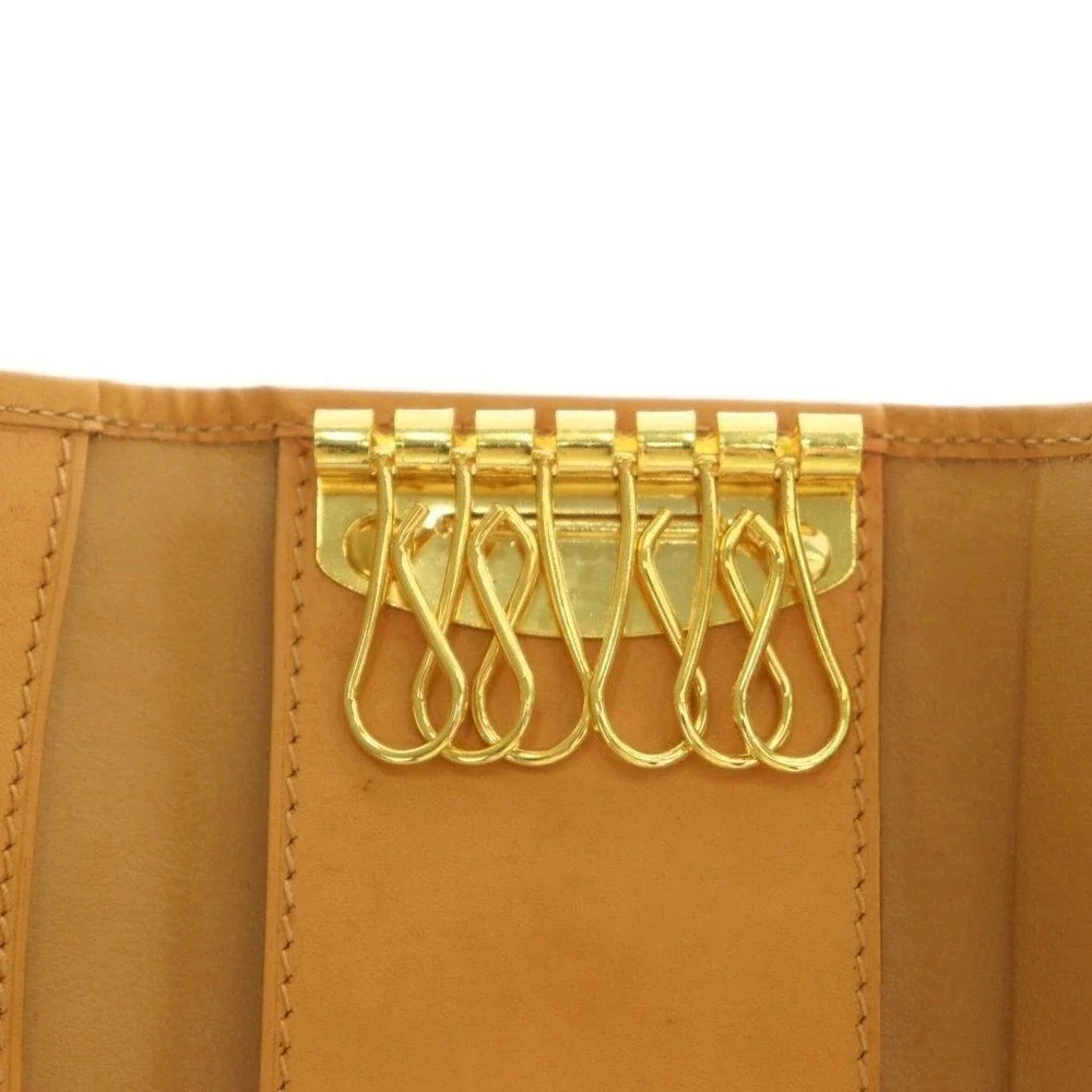 Celine Macadam Triomphe 6 Key Holder Tan Coated Canvas Vintage Italy M12